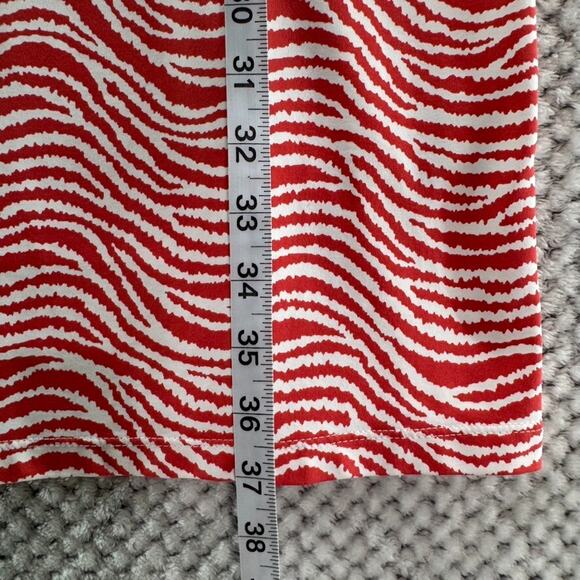 J McLaughlin Dress Women M Red White Wavy Catalina Cloth Sophia 3/4 Sleeve Crew - Picture 10 of 16